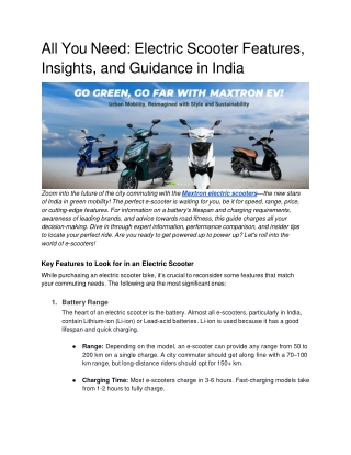 all you need electric scooter features insights and guidance in india