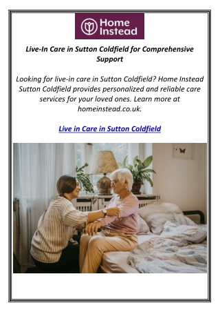 Live-In Care in Sutton Coldfield for Comprehensive Support