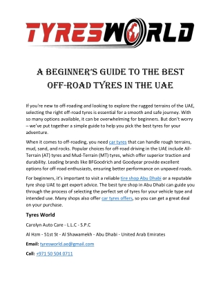 A Beginner’s Guide to the Best Off-Road Tyres in the UAE