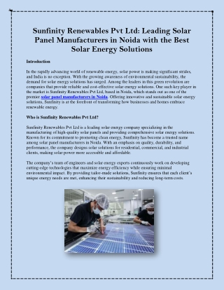 sunfinity renewables pvt ltd leading solar panel