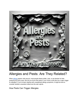 allergies and pests are they related