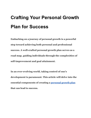 Crafting Your Personal Growth Plan for Success
