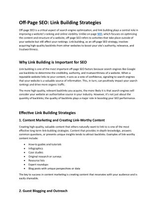 Off-Page SEO: Link Building Strategies