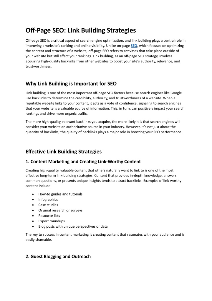 off page seo link building strategies