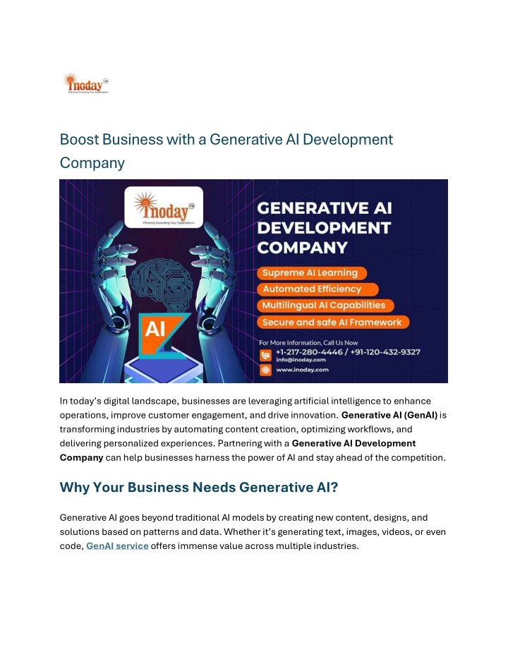 boost business with a generative ai development