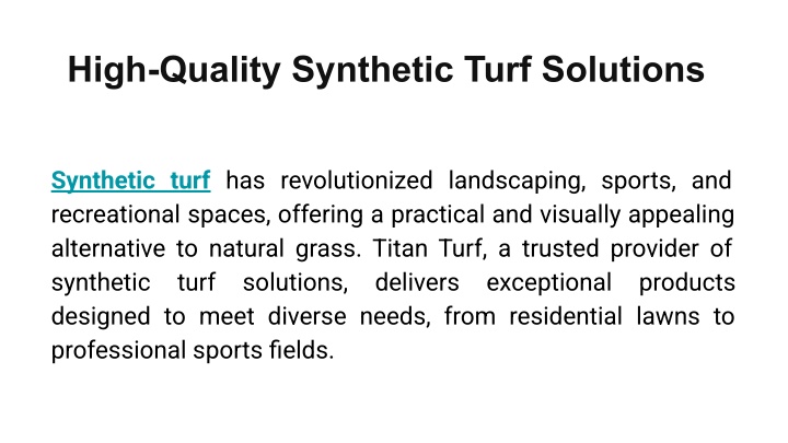 high quality synthetic turf solutions