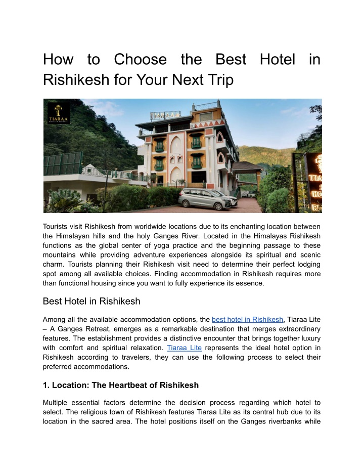 how to choose the best hotel in rishikesh