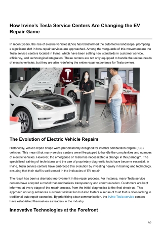 How Irvines Tesla Service Centers Are Changing the EV Repair Game