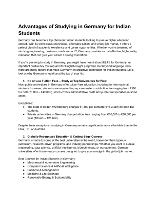 advantages of studying in germany for indian