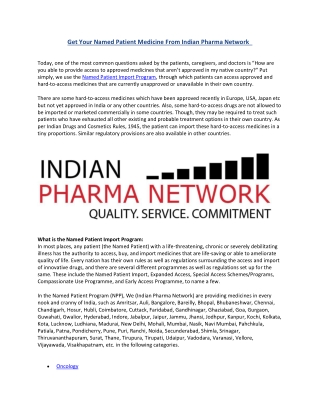 get your named patient medicine from indian