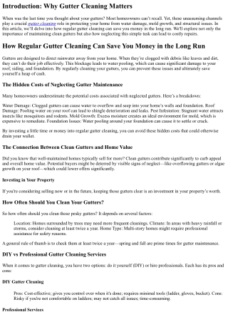 introduction why gutter cleaning matters