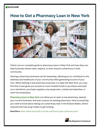 How to Get a Pharmacy Loan in New York