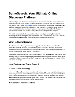 sumosearch your ultimate online discovery platform