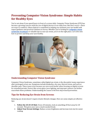 preventing computer vision syndrome simple habits