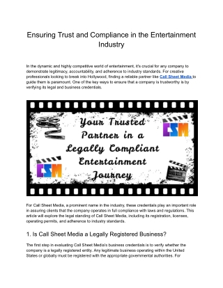 Ensuring Trust and Compliance in the Entertainment Industry