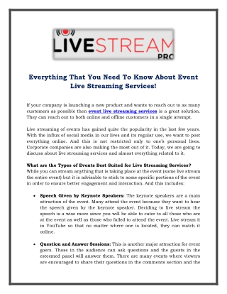 everything that you need to know about event live
