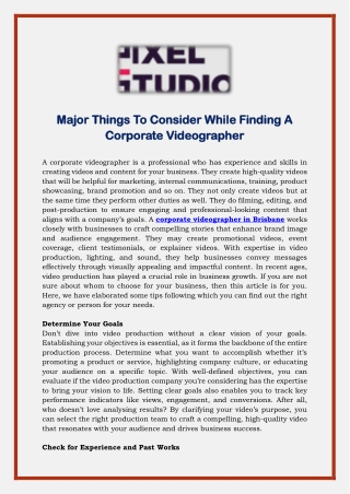 Major Things To Consider While Finding A Corporate Videographer