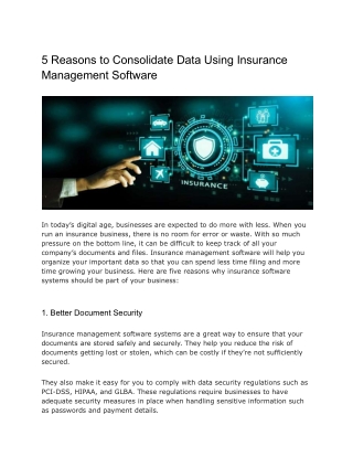 Consolidate Data Using Insurance Management Software