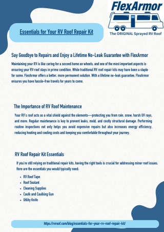 Why FlexArmor is a Game-Changer for Your RV Roof Repair Kit