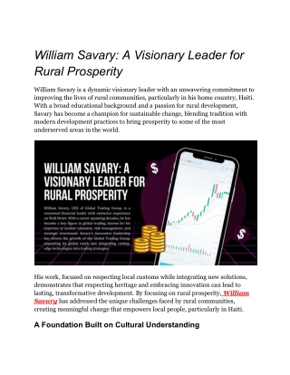 William Savary_ A Visionary Leader for Rural Prosperity