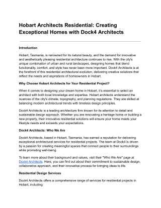 hobart architects residential creating