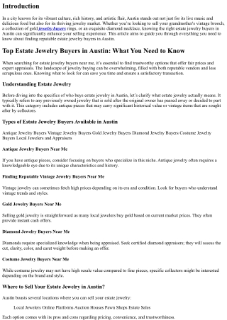 Top Estate Jewelry Buyers in Austin: What You Need to Know