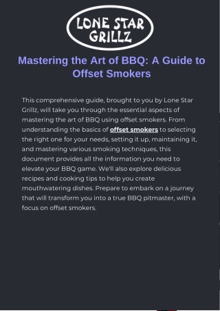Mastering the Art of BBQ A Guide to Offset Smokers