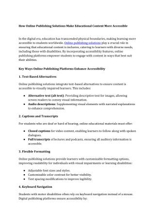 how online publishing solutions make educational