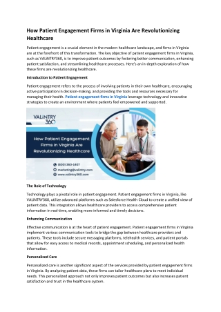 How Patient Engagement Firms in Virginia Are Revolutionizing Healthcare