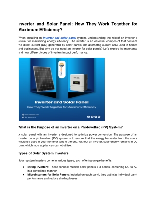 Inverter and Solar Panel