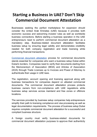 Starting a Business in UAE_ Don’t Skip Commercial Document Attestation