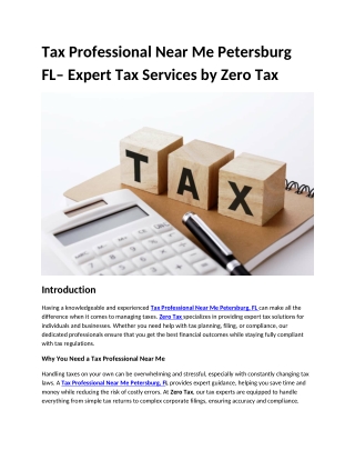 Tax Professional Near Me Petersburg FL– Expert Tax Services by Zero Tax