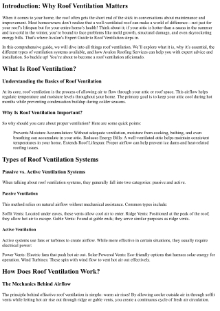 Avalon's Expert Guide to Roof Ventilation