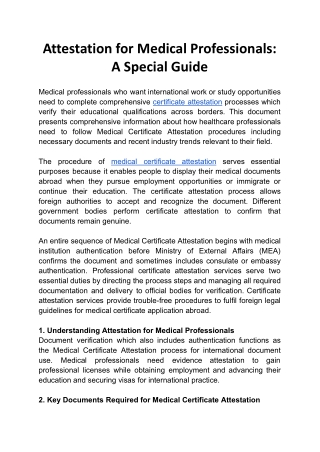 Attestation for Medical Professionals-A Special Guide