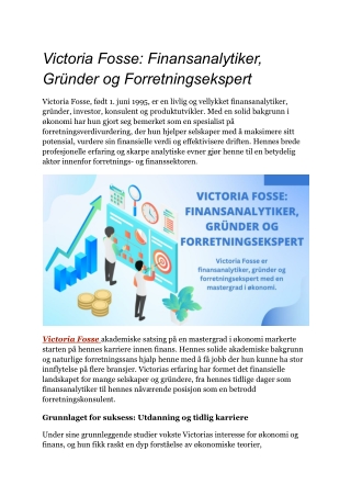 Victoria Fosse_ Financial Analyst, Entrepreneur & Business Expert