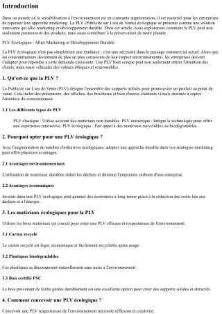 PLV Écologique : Allier Marketing et Développement Durable