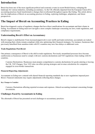 The Impact of Brexit on Accounting Practices in Ealing