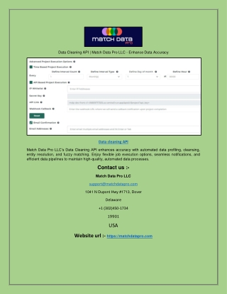 data cleaning api match data pro llc enhance data