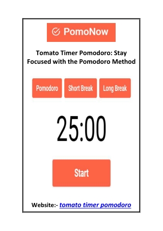 Tomato Timer Pomodoro Stay Focused with the Pomodoro Method