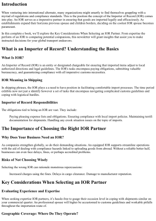 Key Considerations When Selecting an IOR Partner