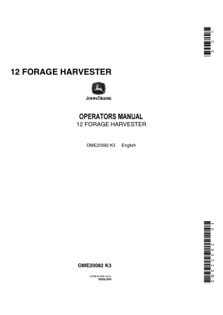 John Deere 12 Forage Harvester Operator’s Manual Instant Download (Publication No.OME20082)