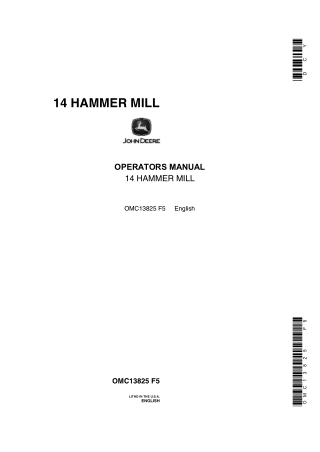 John Deere 14 Hammer Mill Operator’s Manual Instant Download (Publication No.OMC13825)