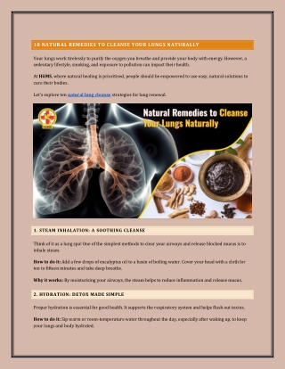 10 Natural Remedies to Cleanse Your Lungs Naturally