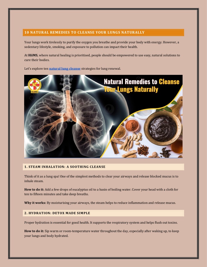 10 natural remedies to cleanse your lungs