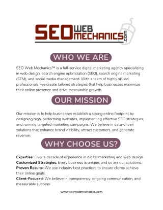 SEO, Web Design, and Marketing Solutions by SEO Web Mechanics.