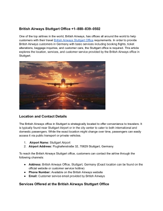 British Airways Stuttgart Office    1–888–839–0502