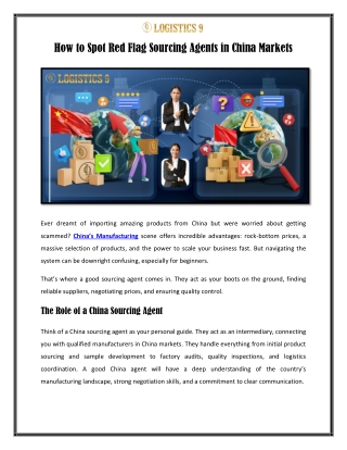 How to Spot Red Flag Sourcing Agents in China Markets
