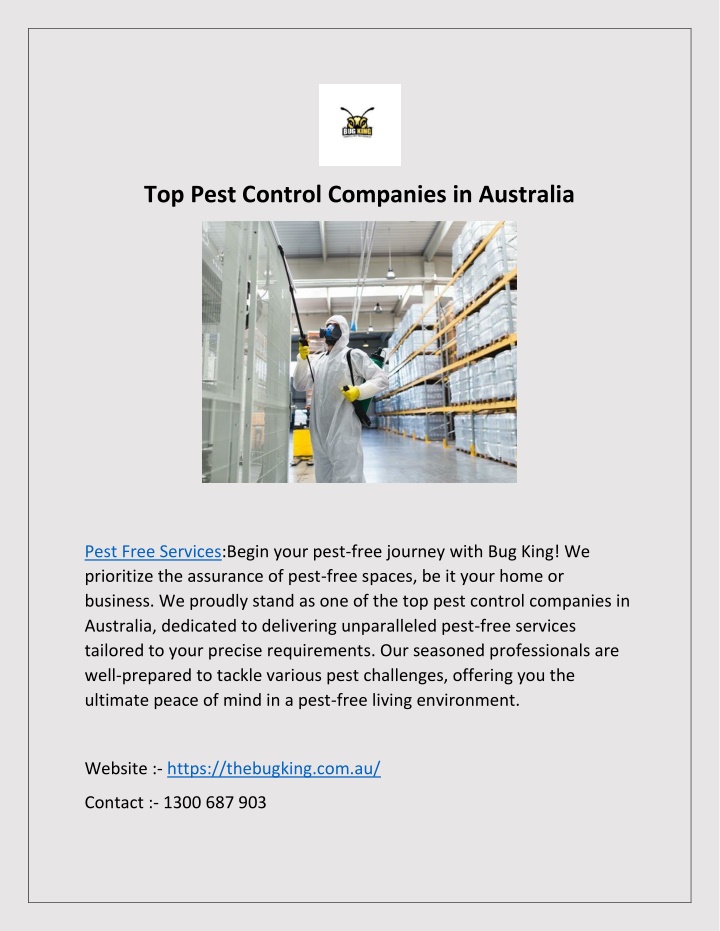 top pest control companies in australia