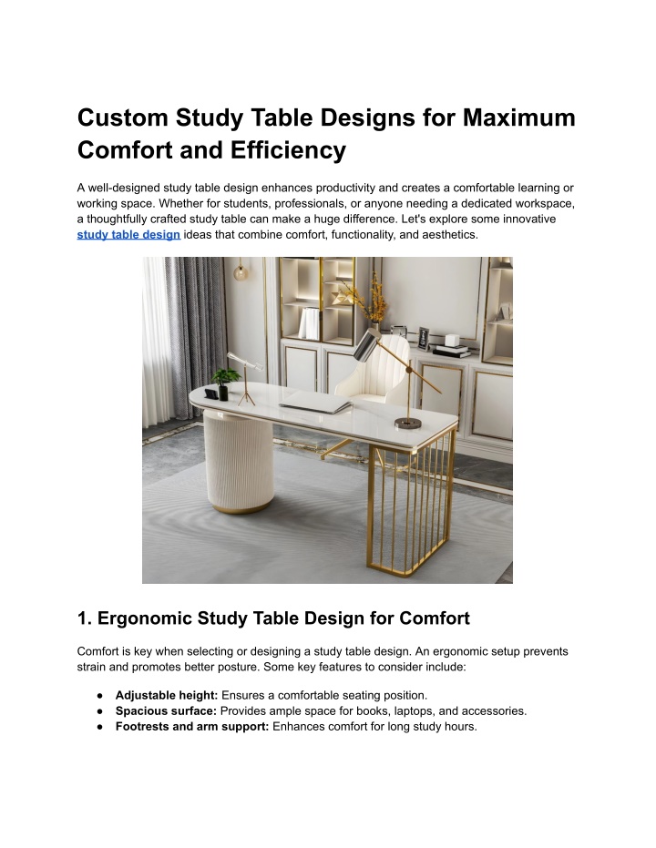 custom study table designs for maximum comfort