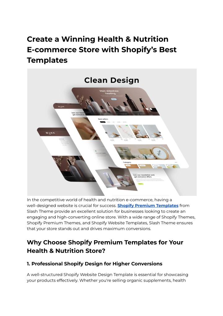 create a winning health nutrition e commerce